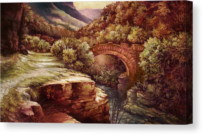 Nature Canvas Print featuring the painting The Crossing by Hans Neuhart