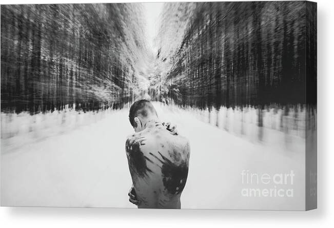 Surreal Canvas Print featuring the digital art The Struggle Within II by Jacky Gerritsen