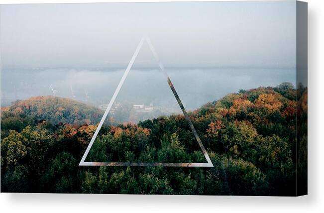 Tranquility Canvas Print featuring the photograph Triangle Shape Over Forest Against by Bulat Kinzyagulov / Eyeem