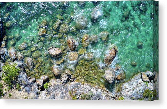 Lake Tahoe Canvas Print featuring the photograph Turquoise Waters Top Down View Lake Tahoe Nevada by Anthony Giammarino