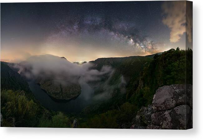 Sky Canvas Print featuring the photograph Vilouxe Starry Night by Borja Rial Pereira