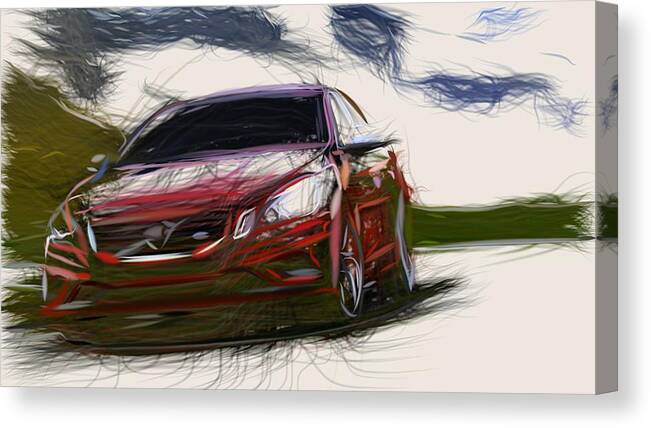 Volvo Canvas Print featuring the digital art Volvo S60 R Draw by CarsToon Concept