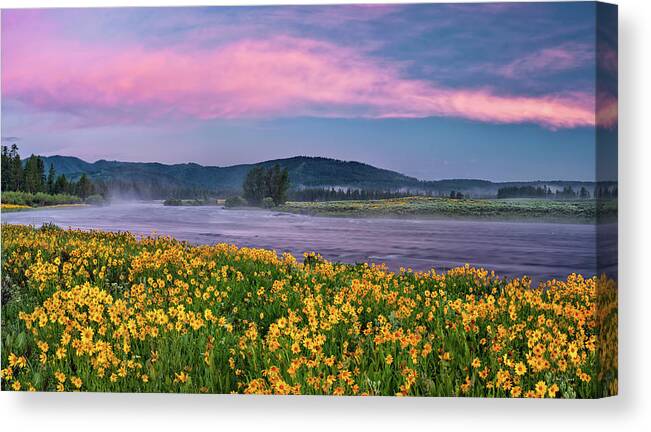 Idaho Scenics Canvas Print featuring the photograph Warm River Spring Sunrise by Leland D Howard