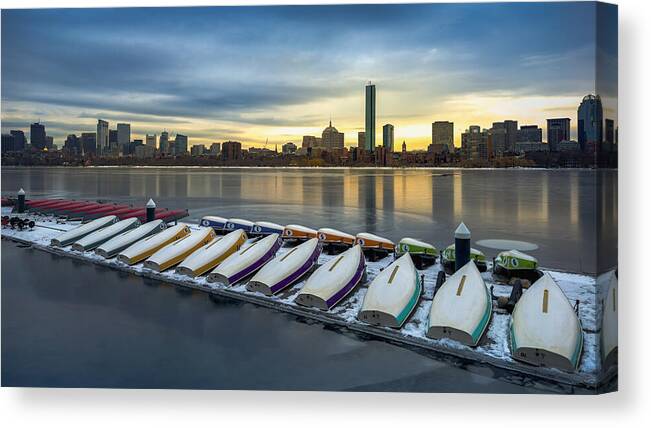 Winter Canvas Print featuring the photograph Winter Sunshine At Charles River by Monica Wang