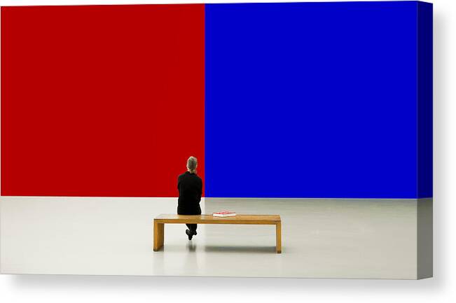 Architecture Canvas Print featuring the photograph Woman On Bench by Inge Schuster