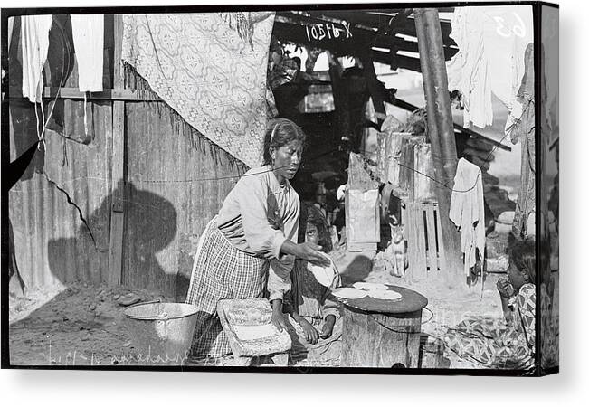 People Canvas Print featuring the photograph Woman Preparing Meal In Mexican Town by Bettmann