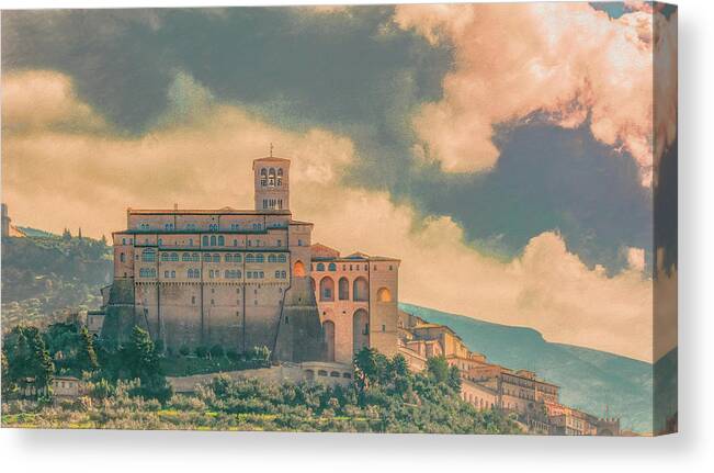Italy Canvas Print featuring the photograph Basilica of St. Francis of Assisi #2 by Marcy Wielfaert