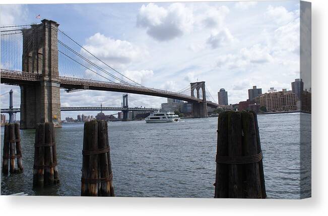 Brooklyn Bridge Canvas Print featuring the photograph Brooklyn Bridge #1 by Nicholas Small