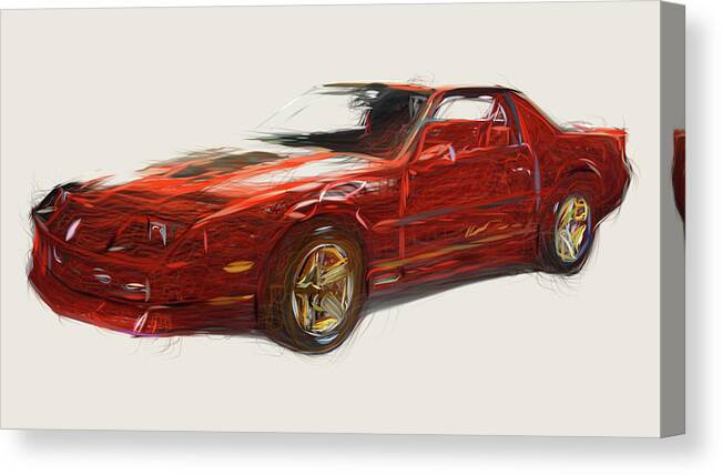 Chevrolet Canvas Print featuring the digital art Chevrolet Camaro Z28 IROC Z Drawing #1 by CarsToon Concept