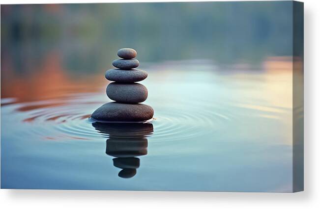 Zen stones floating on water by Bombaert Patrick