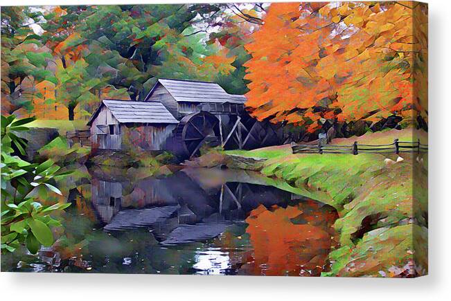 Mabrys Mill Canvas Print featuring the painting Mabrys Mill Painting from Photograph by The James Roney Collection