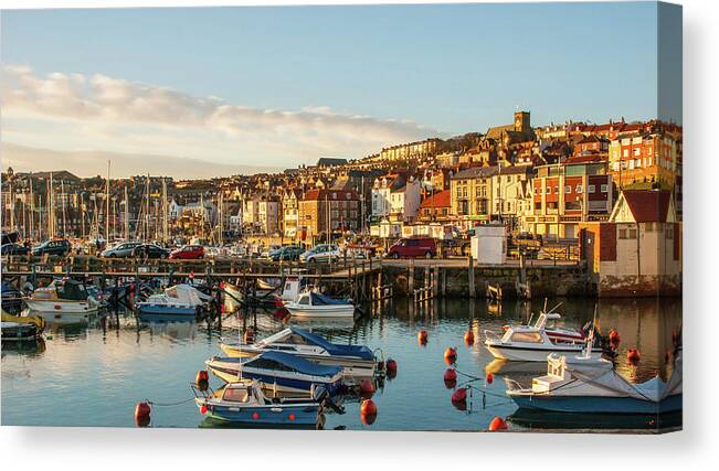 2011 Canvas Print featuring the photograph Scarborough Harbour #1 by Les Hutton