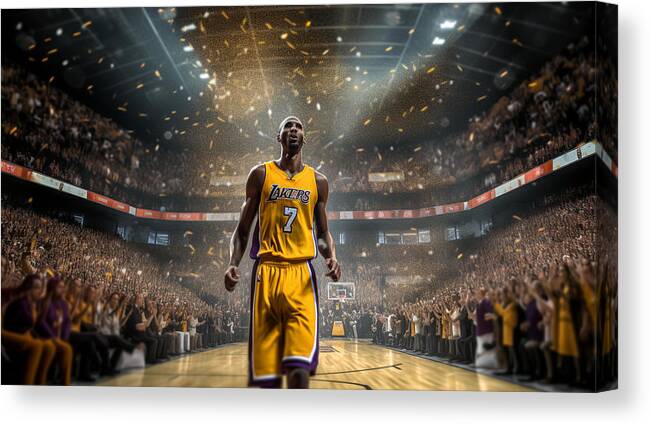 Maximalist Famous Sports Athletes Kobe Bryant Art Canvas Print featuring the painting Maximalist famous sports athletes Kobe Bryant  by Asar Studios #10 by Celestial Images
