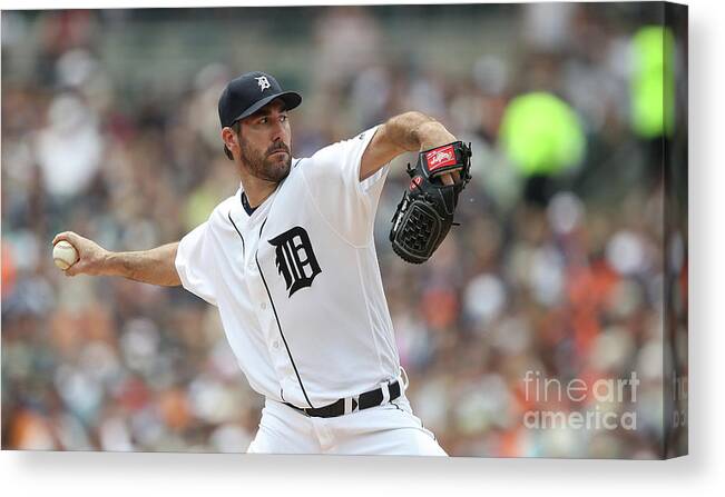 Second Inning Canvas Print featuring the photograph Justin Verlander by Leon Halip