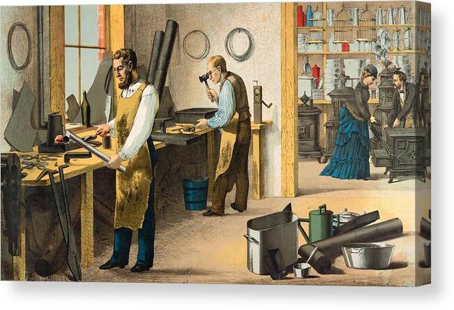 Americana Canvas Print featuring the digital art 1874 Tinsmith by Kim Kent