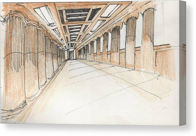 Pillars Canvas Print featuring the drawing Random sketches and Perspectives #2 by Shreya Sen