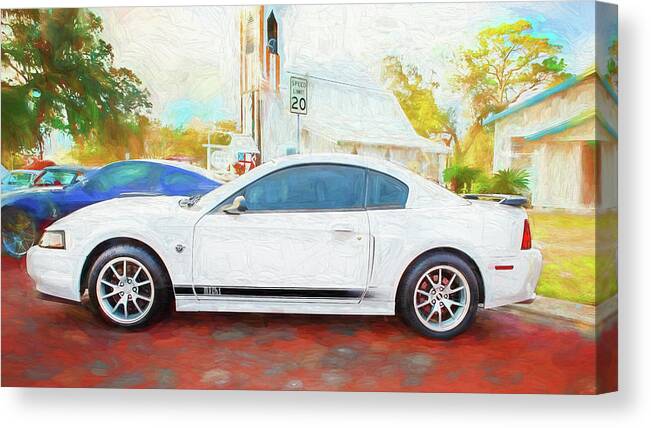 2004 White Ford Mustang Mach 1 40th Anniversary Model X100 Canvas Print featuring the photograph 2004 Ford Mustang Mach 1 40th Anniversary X108 by Rich Franco