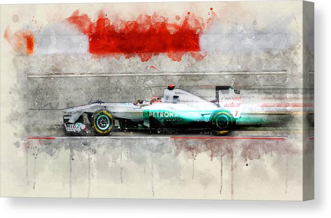 Formula 1 Canvas Print featuring the digital art 2011 Petronas Mercedes by Geir Rosset