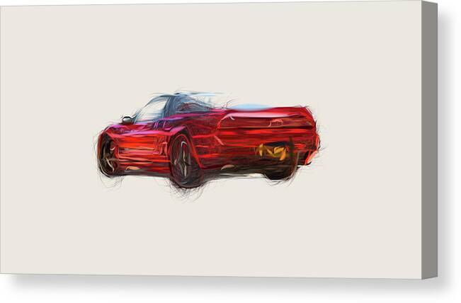 Honda Canvas Print featuring the digital art Honda NSX Drawing #22 by CarsToon Concept