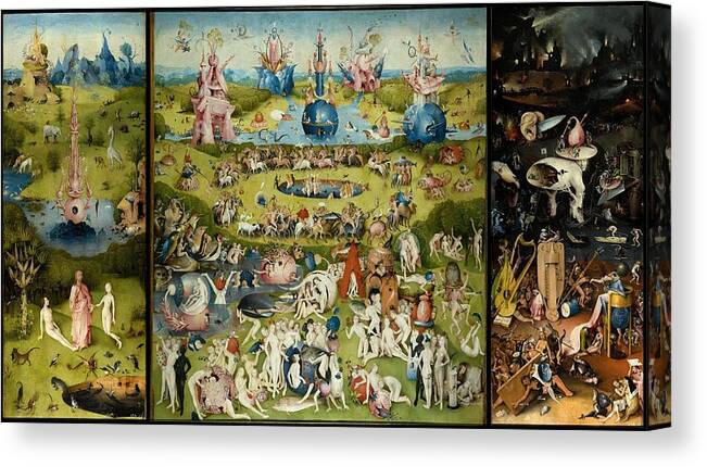 Hieronymus Bosch Canvas Print featuring the painting The Garden Of Earthly Delights #1 by Hieronymus Bosch