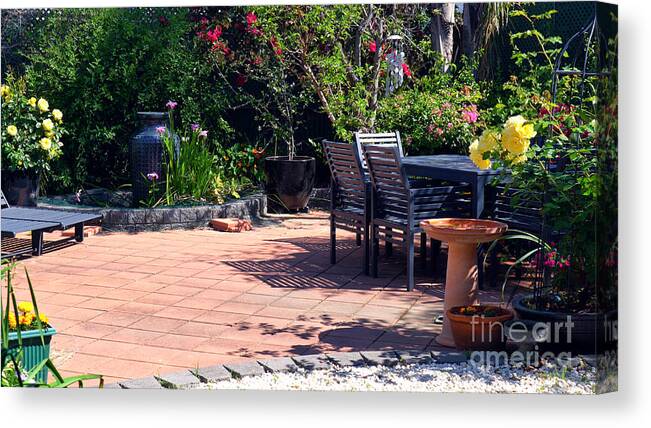 Australian Canvas Print featuring the photograph Courtyard garden setting #4 by Milleflore Images