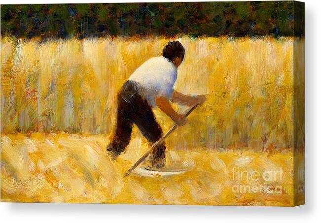 Seurat Canvas Print featuring the painting The Mower by Georges Seurat