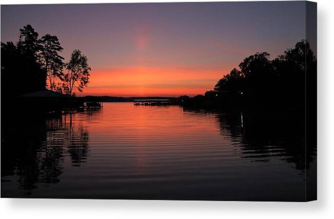 Lake Morning Canvas Print featuring the photograph A Lake Whale Spray Sunrise by Ed Williams