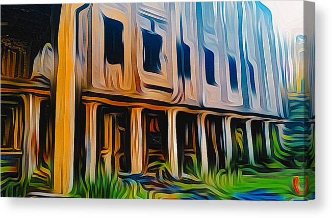 Abandoned Building Canvas Print featuring the mixed media Abandonment Issues by Ally White