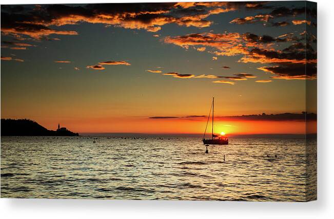 Sunset Canvas Print featuring the photograph Adriatic Sunset by Ian Middleton