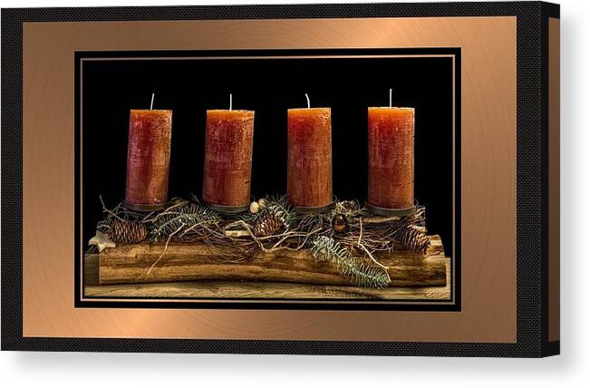 Advent Canvas Print featuring the mixed media Advent Wreath in Bronze by Nancy Ayanna Wyatt