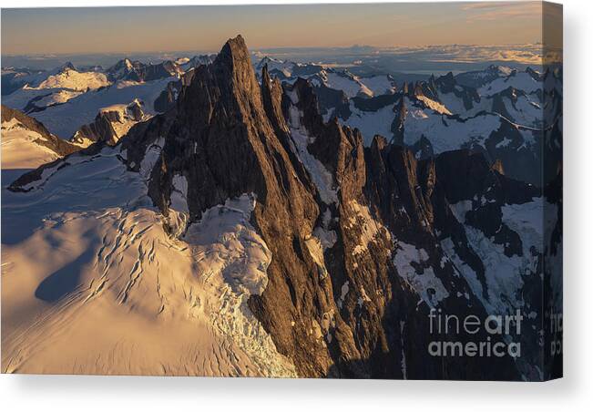 Mountains Canvas Print featuring the photograph Aerial Devils Thumb Alaska Coastal Range by Mike Reid