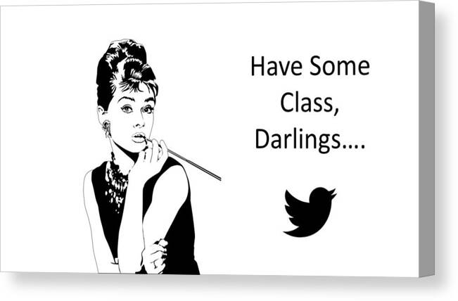 Social Media Canvas Print featuring the drawing Audrey Hepburn Says... by Nancy Ayanna Wyatt