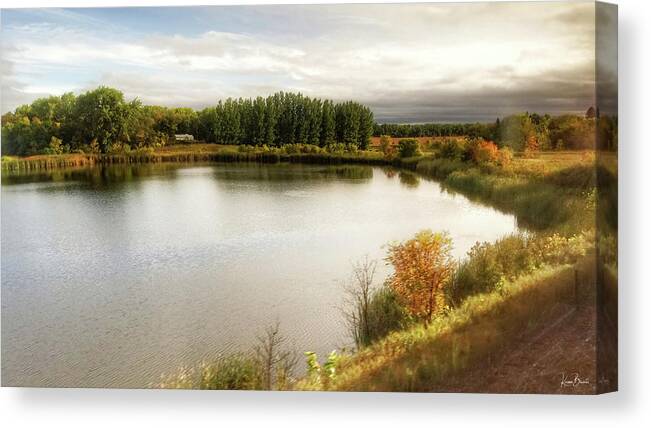 Water Canvas Print featuring the photograph Autumn Train Travels Signed by Karen Kelm
