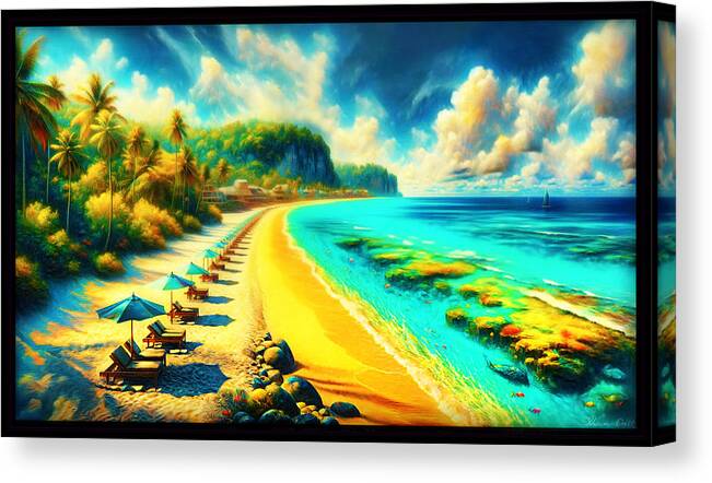 Beach Canvas Print featuring the digital art Beach by Shawn Dall