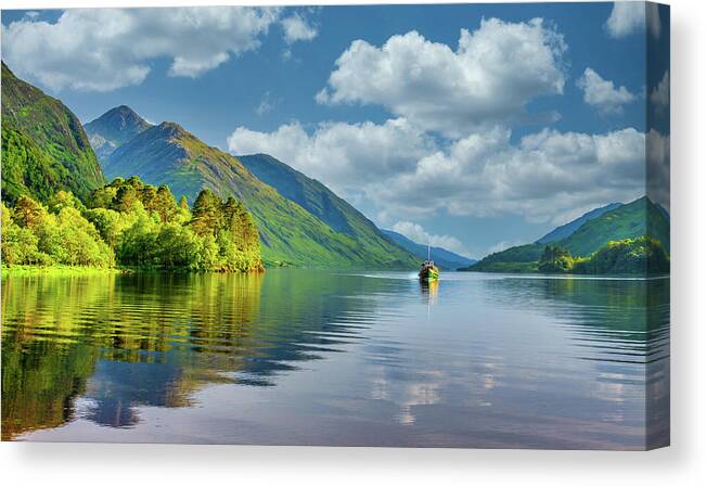 Landscape Canvas Print featuring the photograph Boat by Remigiusz MARCZAK