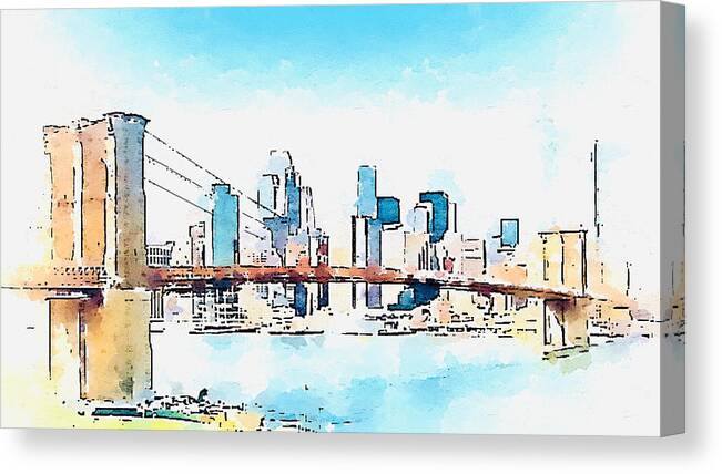 Brooklyn Bridge Canvas Print featuring the digital art Brooklyn Bridge by John Mckenzie