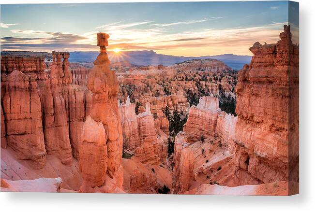 Outdoors Canvas Print featuring the photograph Bryce canyon sunrise by (c) Swapan Jha