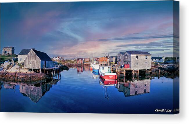 Peggys Cove Canvas Print featuring the photograph Calm Water at Peggys Cove by Ken Morris