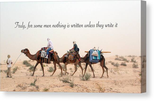 Sahara Canvas Print featuring the photograph Camels in Tunisia by John Wadleigh
