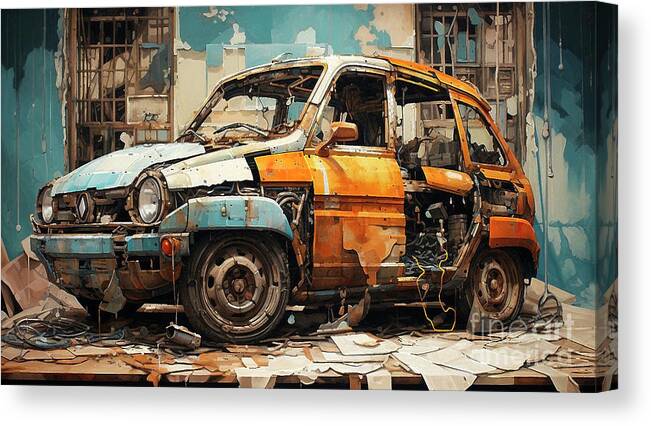 Fiat Canvas Print featuring the drawing Car 1875 Fiat Panda by Clark Leffler