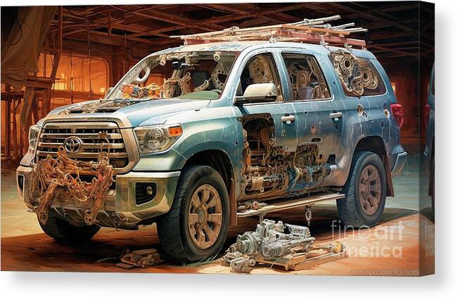 Toyota Canvas Print featuring the drawing Car 2141 Toyota Sequoia by Clark Leffler