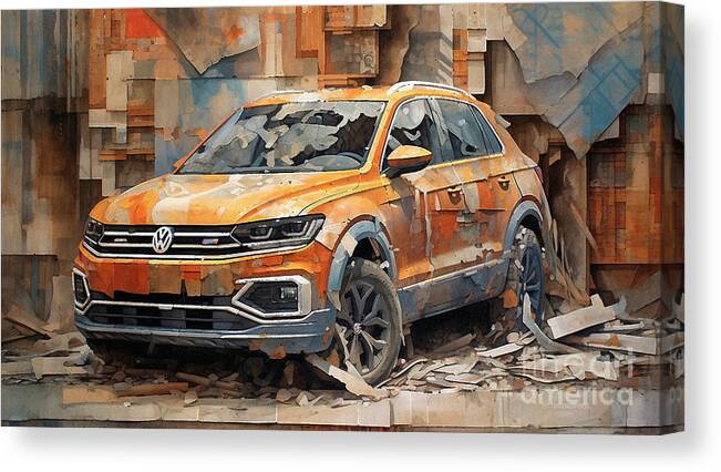 Volkswagen Canvas Print featuring the drawing Car 2155 Volkswagen T-Roc by Clark Leffler