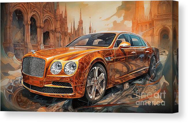 Bentley Canvas Print featuring the drawing Car 2656 Bentley Flying Spur Speed by Clark Leffler