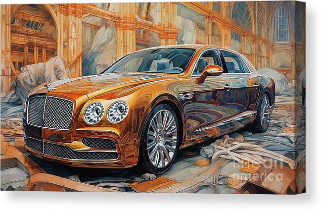 Bentley Canvas Print featuring the drawing Car 2657 Bentley Flying Spur by Clark Leffler