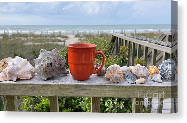 Coffee Canvas Print featuring the photograph Coffee at the Beach 7257 by Jack Schultz