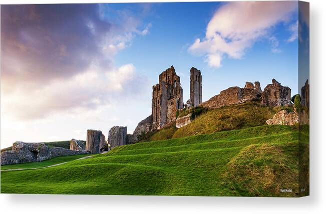 Corfe Castle Canvas Print featuring the photograph Corfe Castle by Ryan Huebel