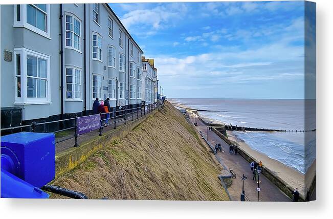 Cromer Canvas Print featuring the photograph Cromer West Cliffs and Esplanade by Gordon James