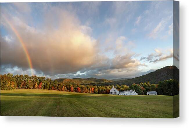 #fall#autumn#farm#maine#landscape#sunrise#color#rainbow Canvas Print featuring the photograph Dad's Rainbow by Darylann Leonard Photography