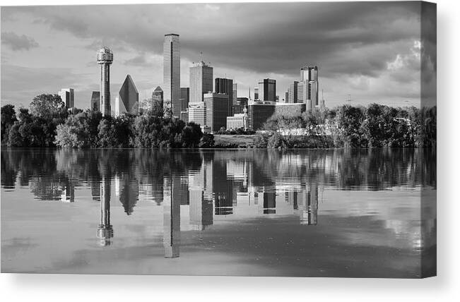 Dallas Canvas Print featuring the photograph Dallas Texas Cityscape Reflection by Robert Bellomy