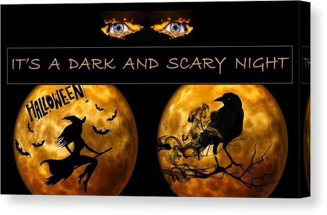 Halloween Canvas Print featuring the mixed media Dark and Scary Night by Nancy Ayanna Wyatt